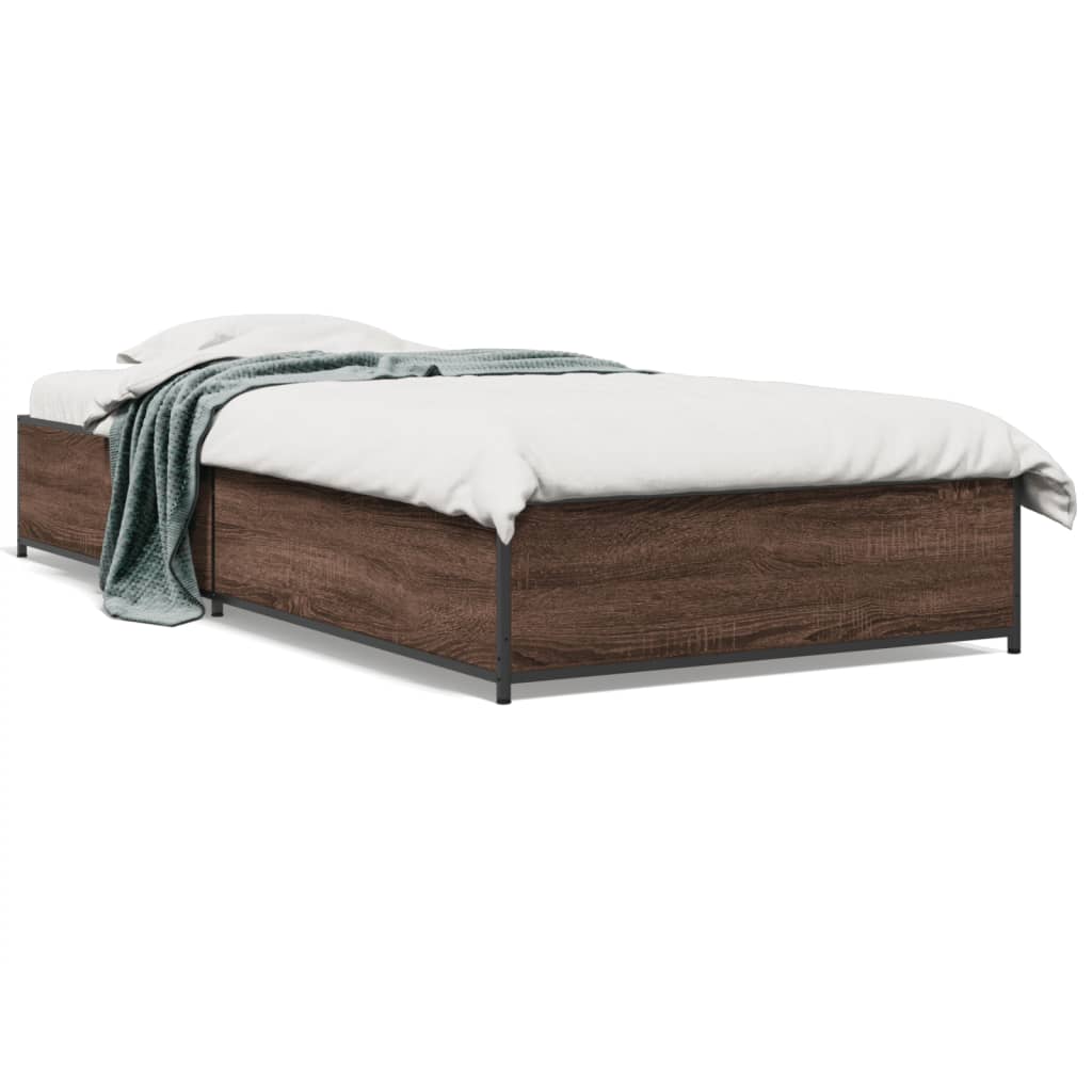 Bed Frame without Mattress Brown Oak 100x200 cm