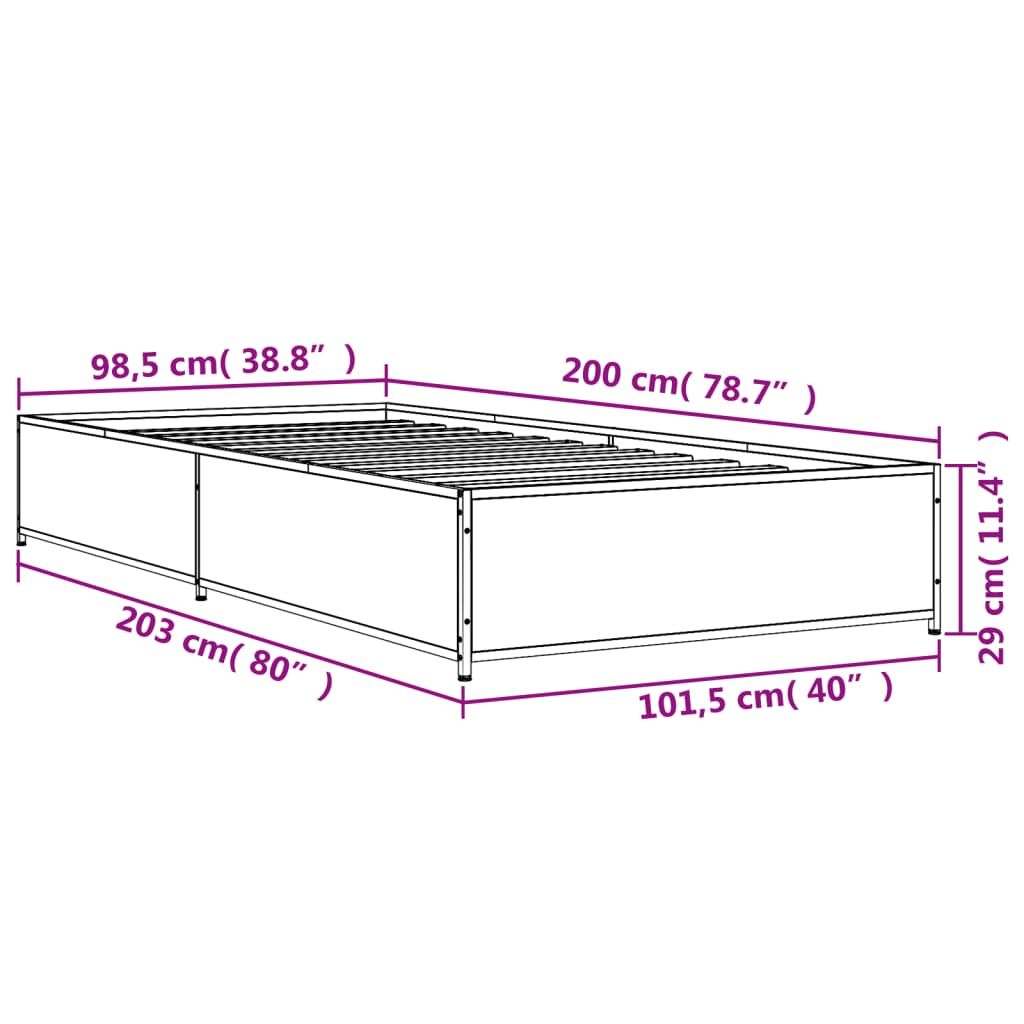 Bed Frame without Mattress Brown Oak 100x200 cm