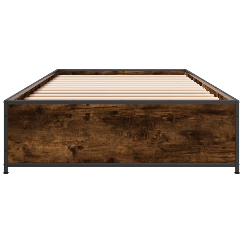 Bed Frame without Mattress Smoked Oak 75x190 cm Small Single
