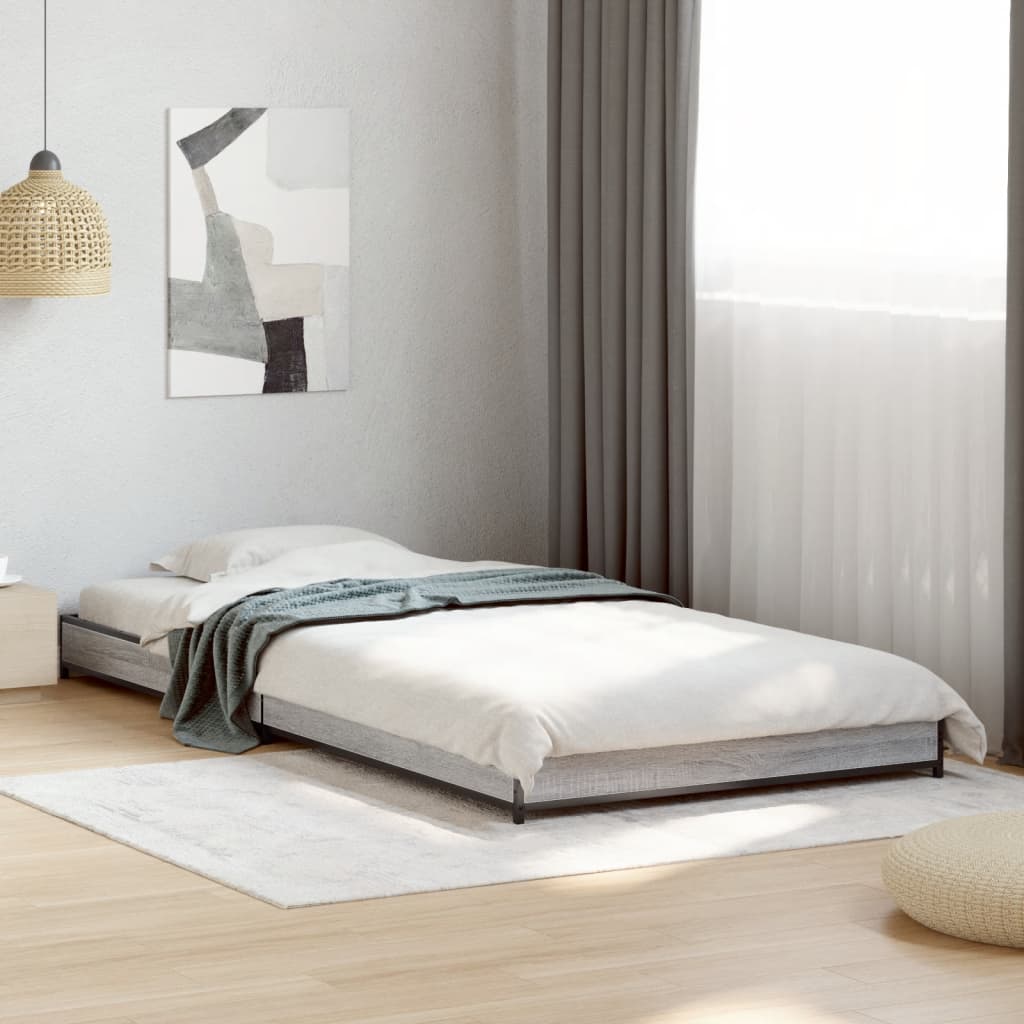 Bed Frame without Mattress Grey Sonoma 75x190 cm Small Single