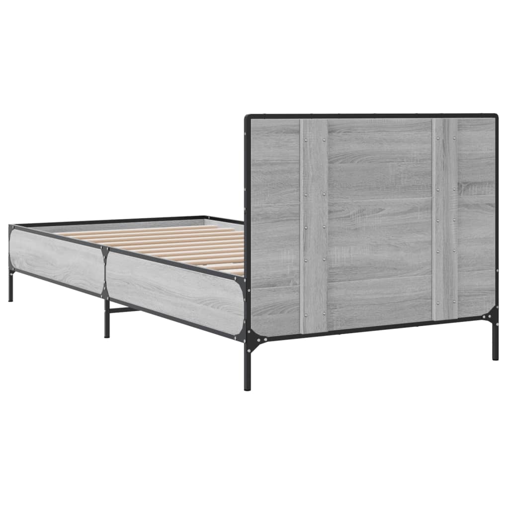 Bed Frame without Mattress Grey Sonoma 75x190 cm Small Single