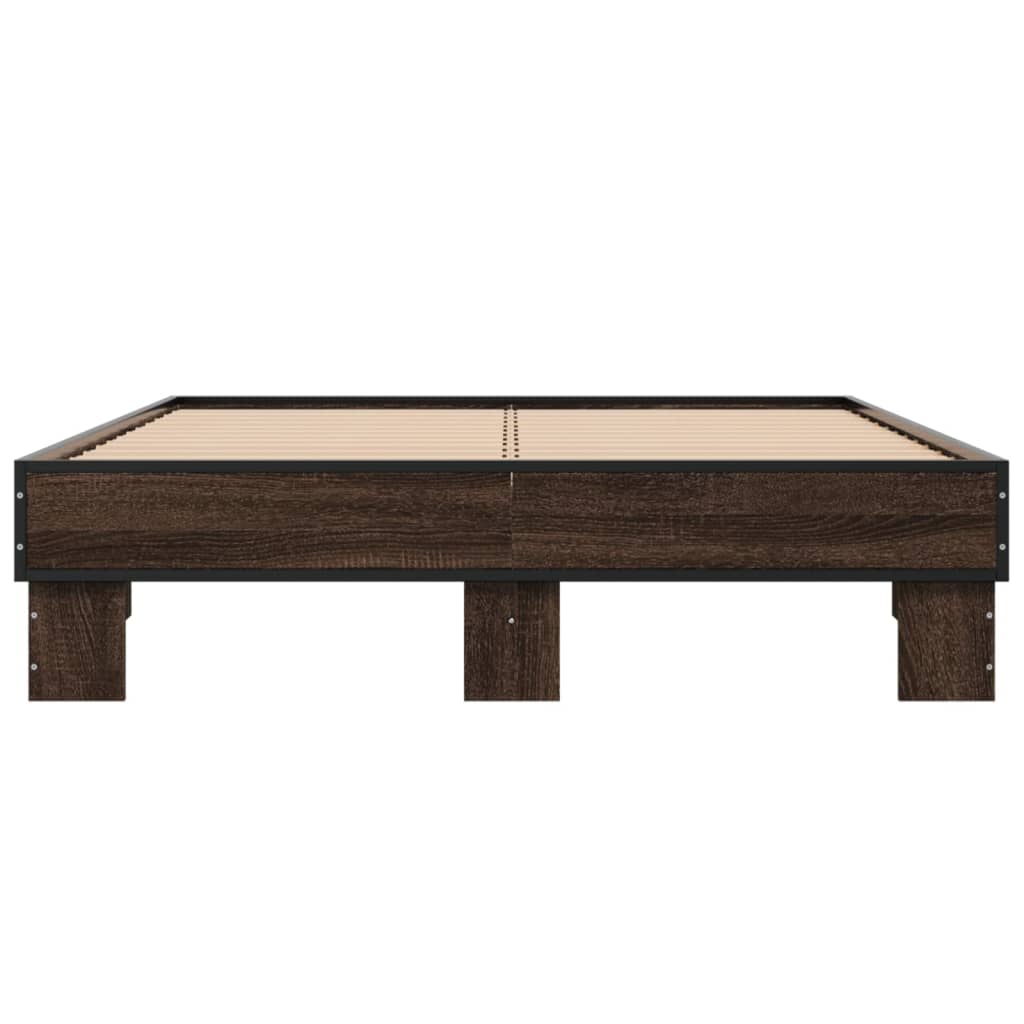 Bed Frame without Mattress Brown Oak 140x190 cm