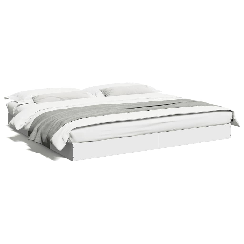 Bed Frame without Mattress White 180x200 cm Super King Engineered Wood