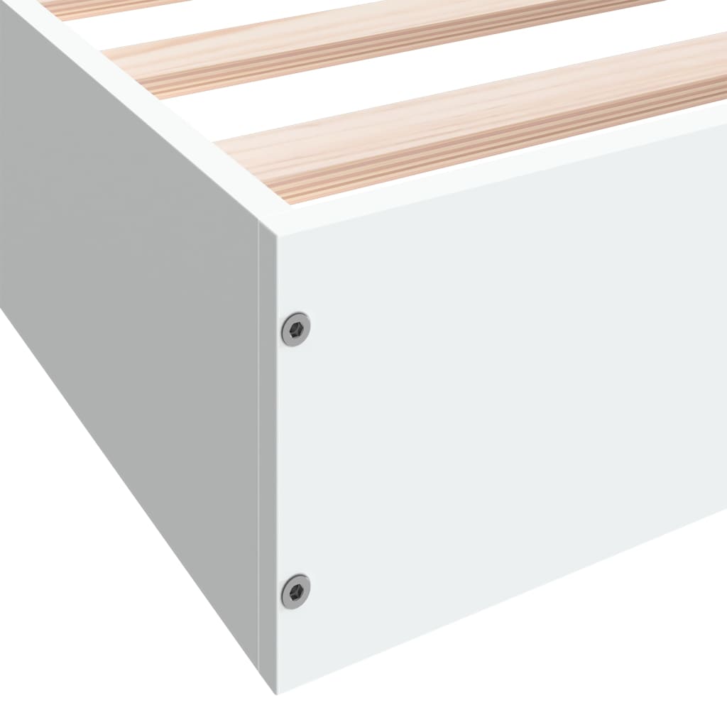 Bed Frame without Mattress White 75x190 cm Small Single Engineered Wood