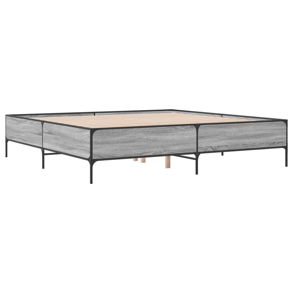 Bed Frame without Mattress Grey Sonoma 200x200 cm