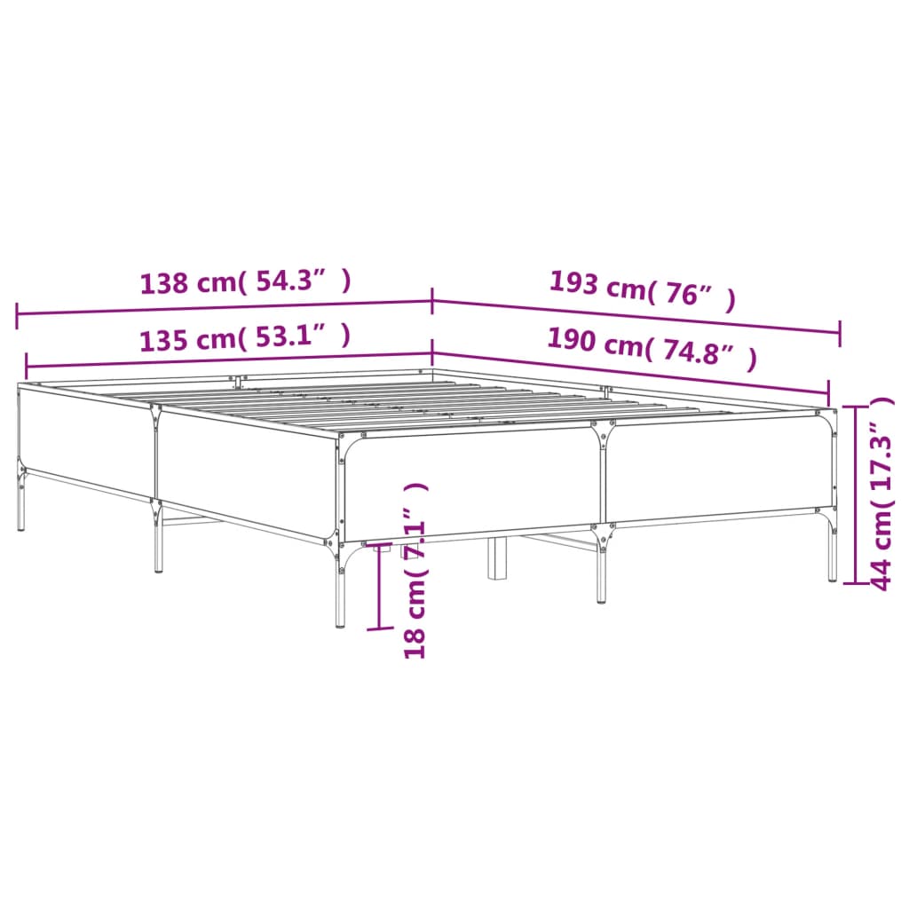Bed Frame without Mattress Black 135x190 cm Double