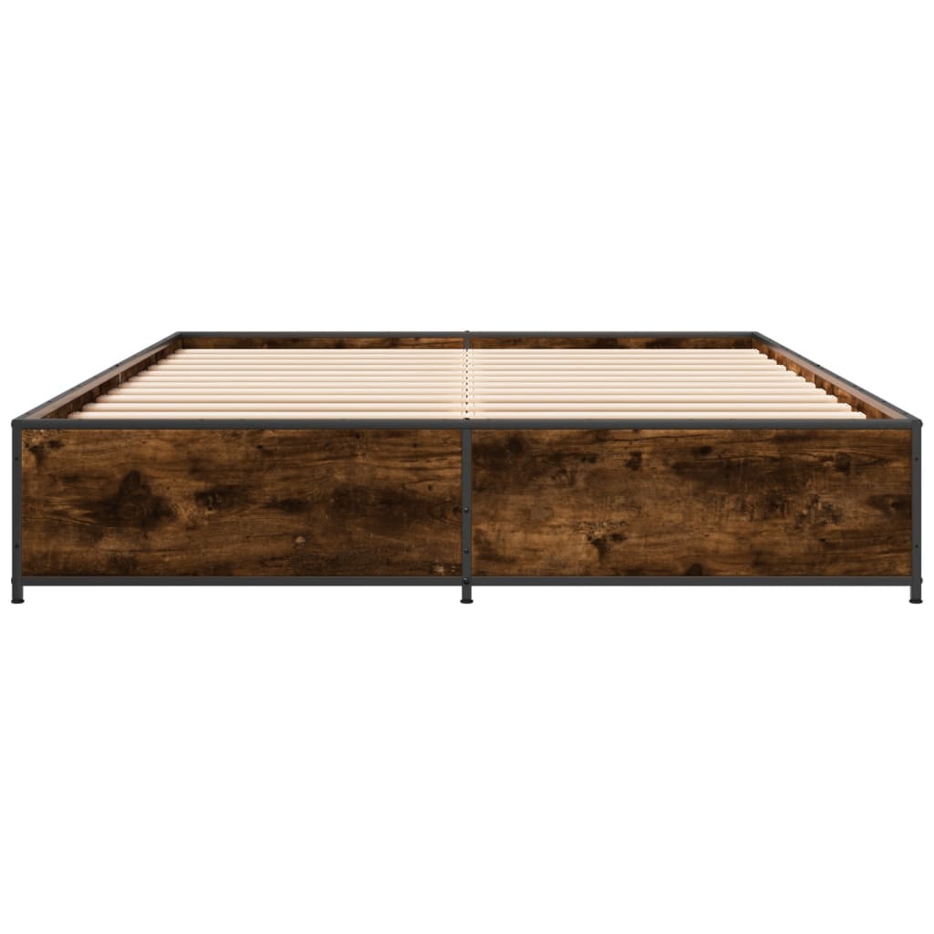 Bed Frame without Mattress Smoked Oak 150x200 cm King Size