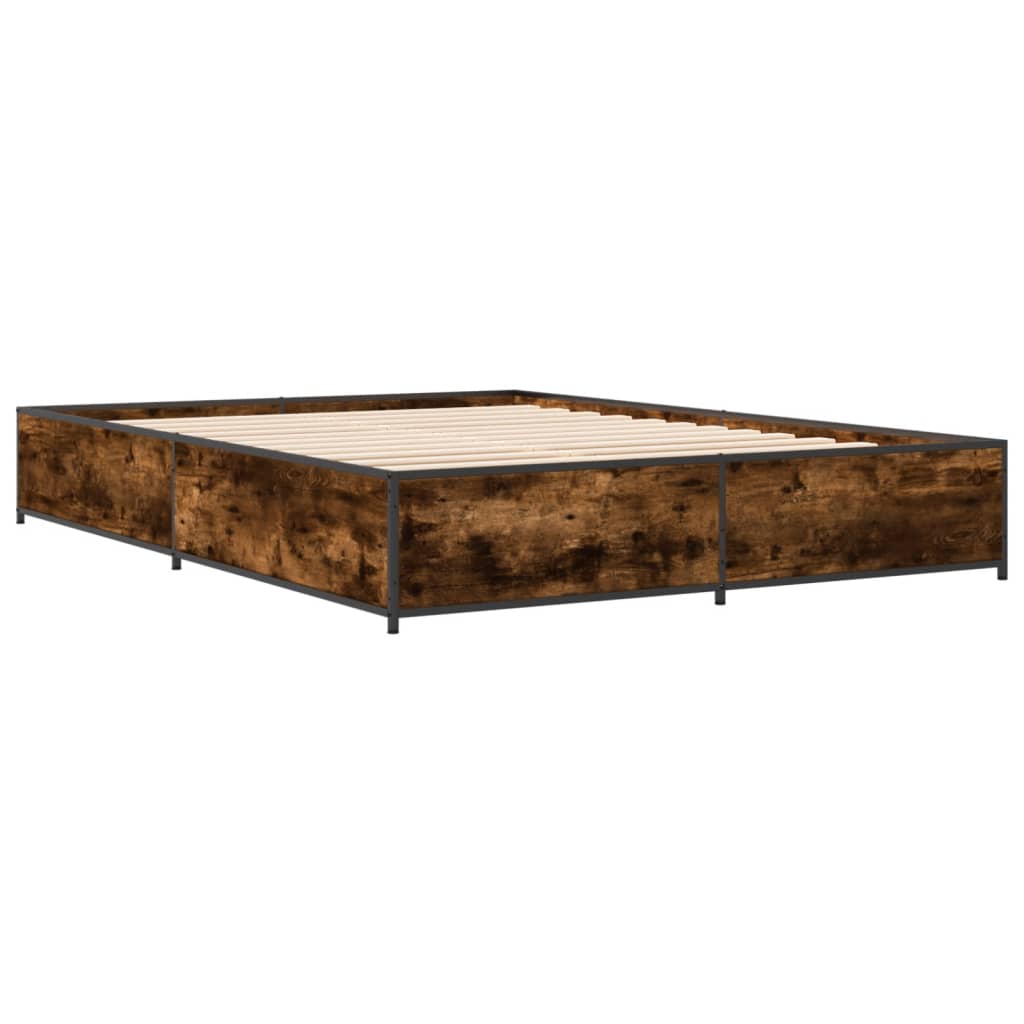 Bed Frame without Mattress Smoked Oak 150x200 cm King Size