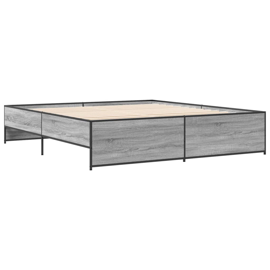 Bed Frame without Mattress Grey Sonoma 200x200 cm