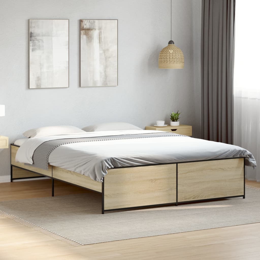 Bed Frame without Mattress Sonoma Oak 150x200 cm King Size