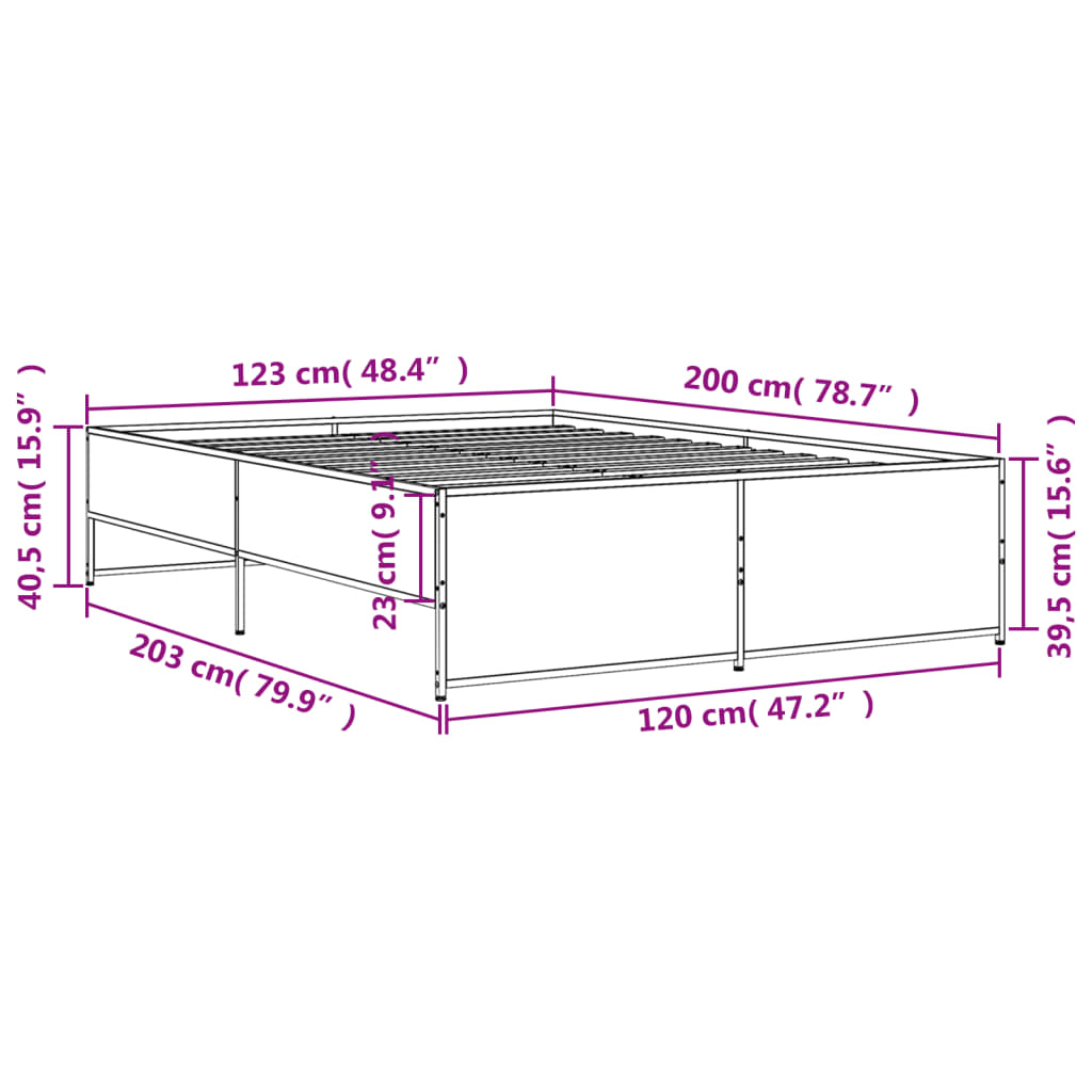 Bed Frame without Mattress Brown Oak 120x200 cm