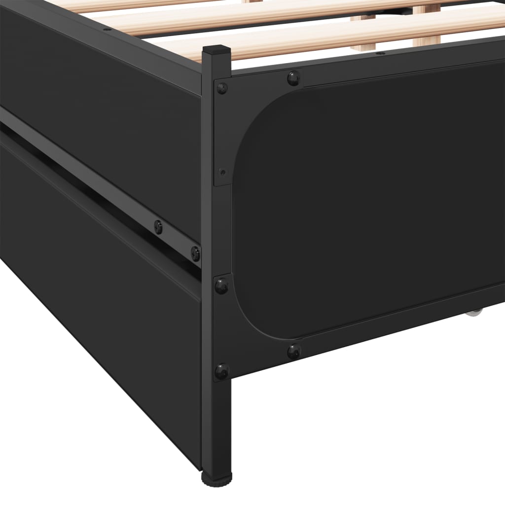 Bed Frame with Drawers without Mattress Black 150x200 cm King Size