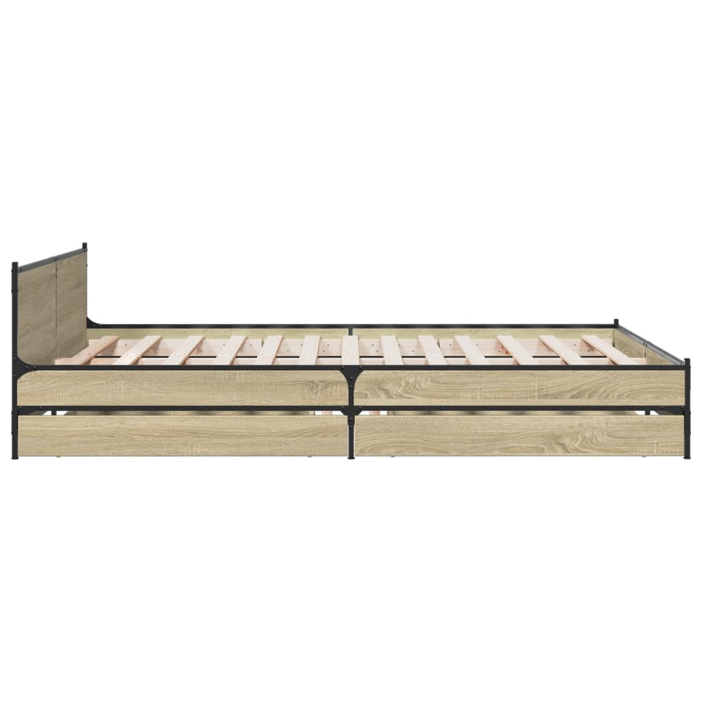 Bed Frame with Drawers without Mattress Sonoma Oak 135x190 cm Double