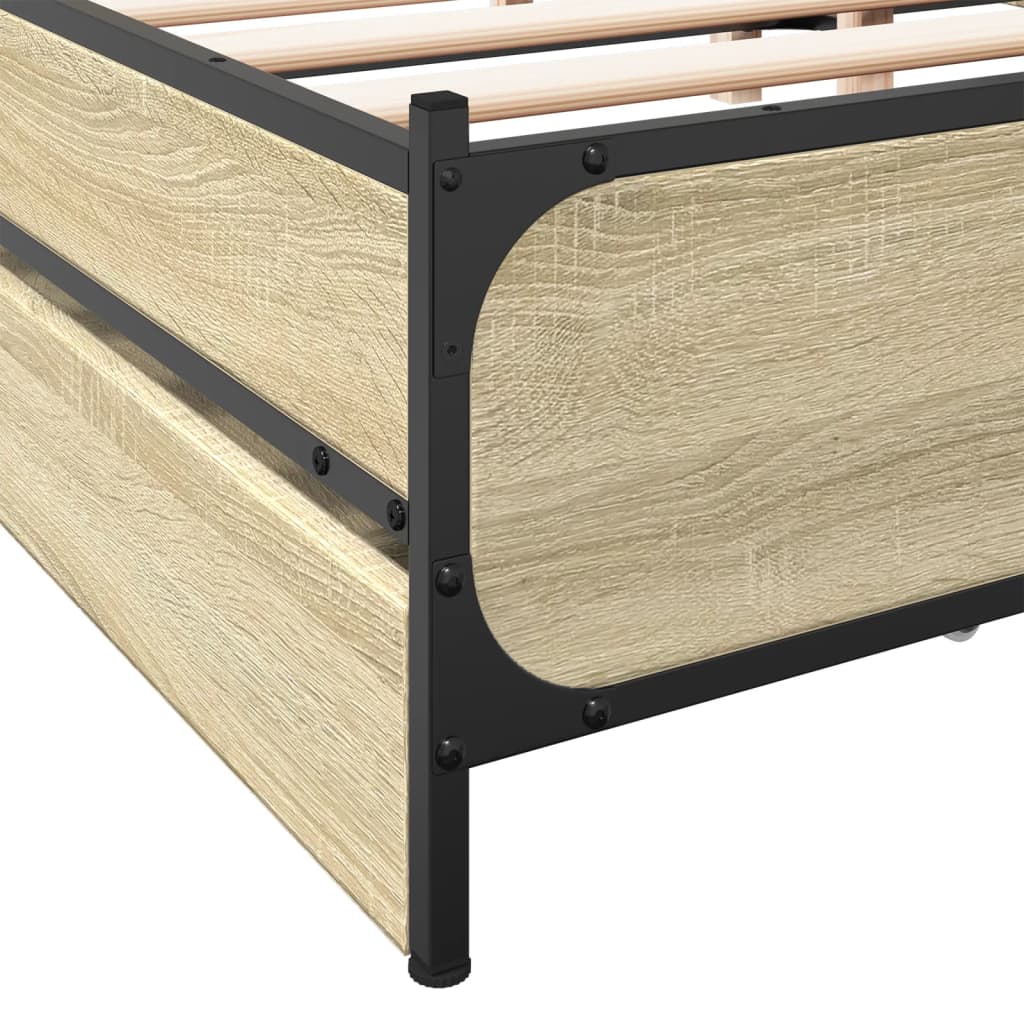 Bed Frame with Drawers without Mattress Sonoma Oak 135x190 cm Double
