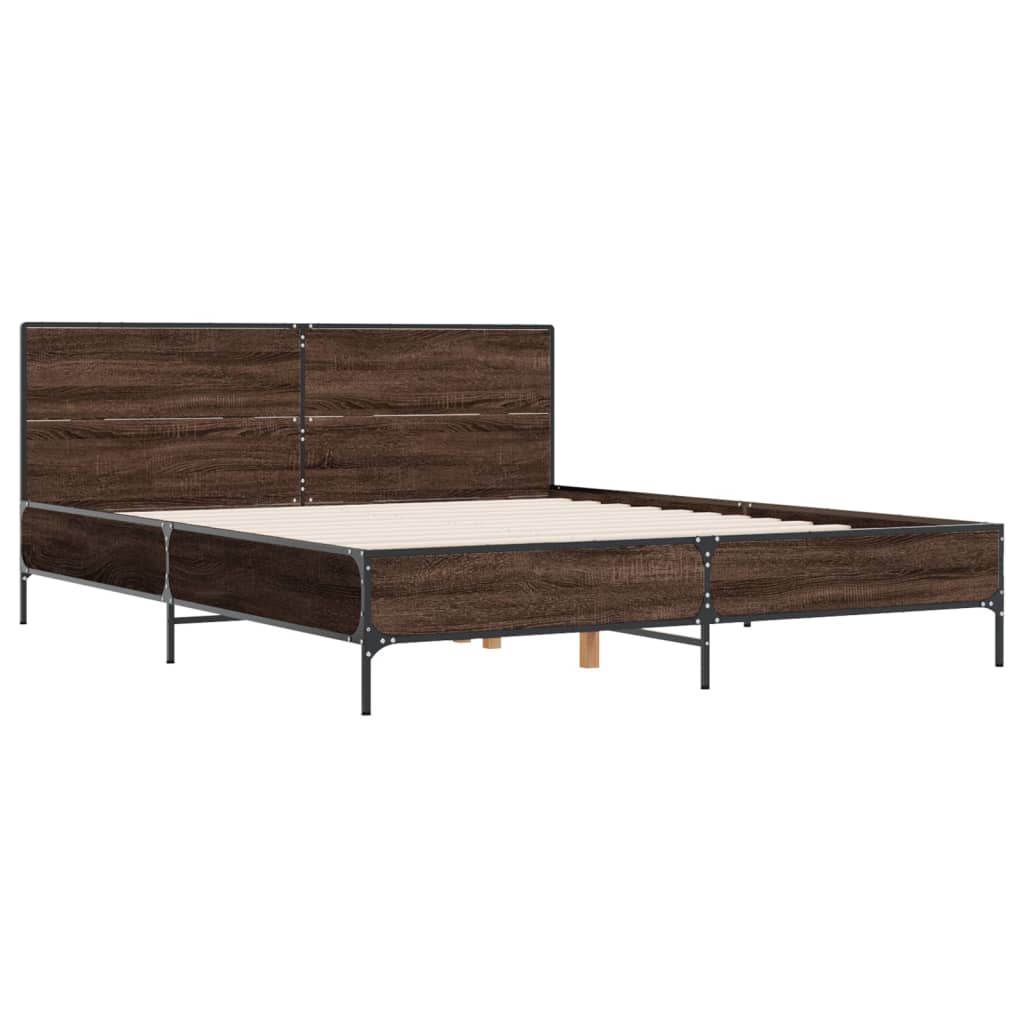 Bed Frame without Mattress Brown Oak 120x200 cm