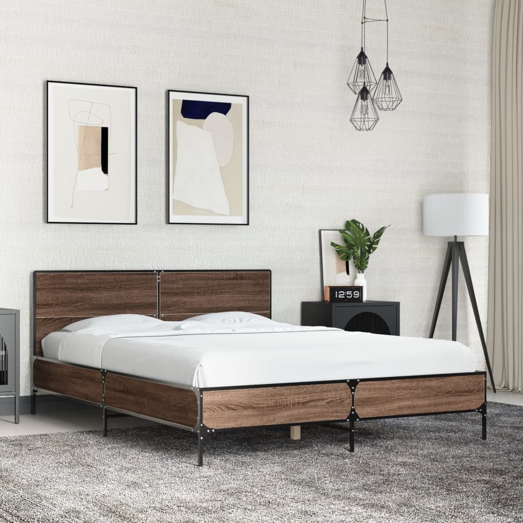 Bed Frame without Mattress Brown Oak 120x200 cm