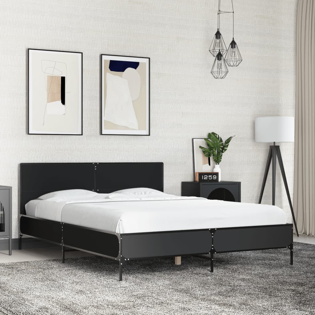 Bed Frame without Mattress Black 140x200 cm