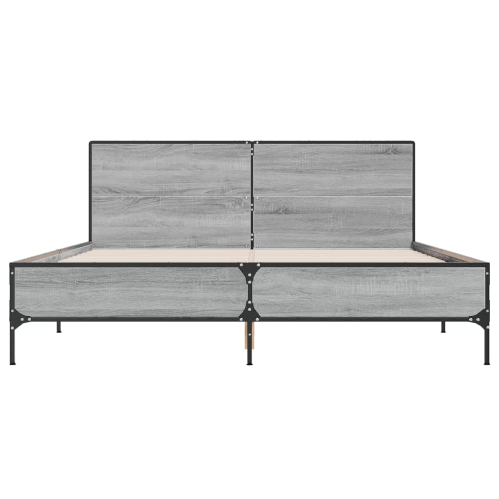 Bed Frame without Mattress Grey Sonoma 160x200 cm