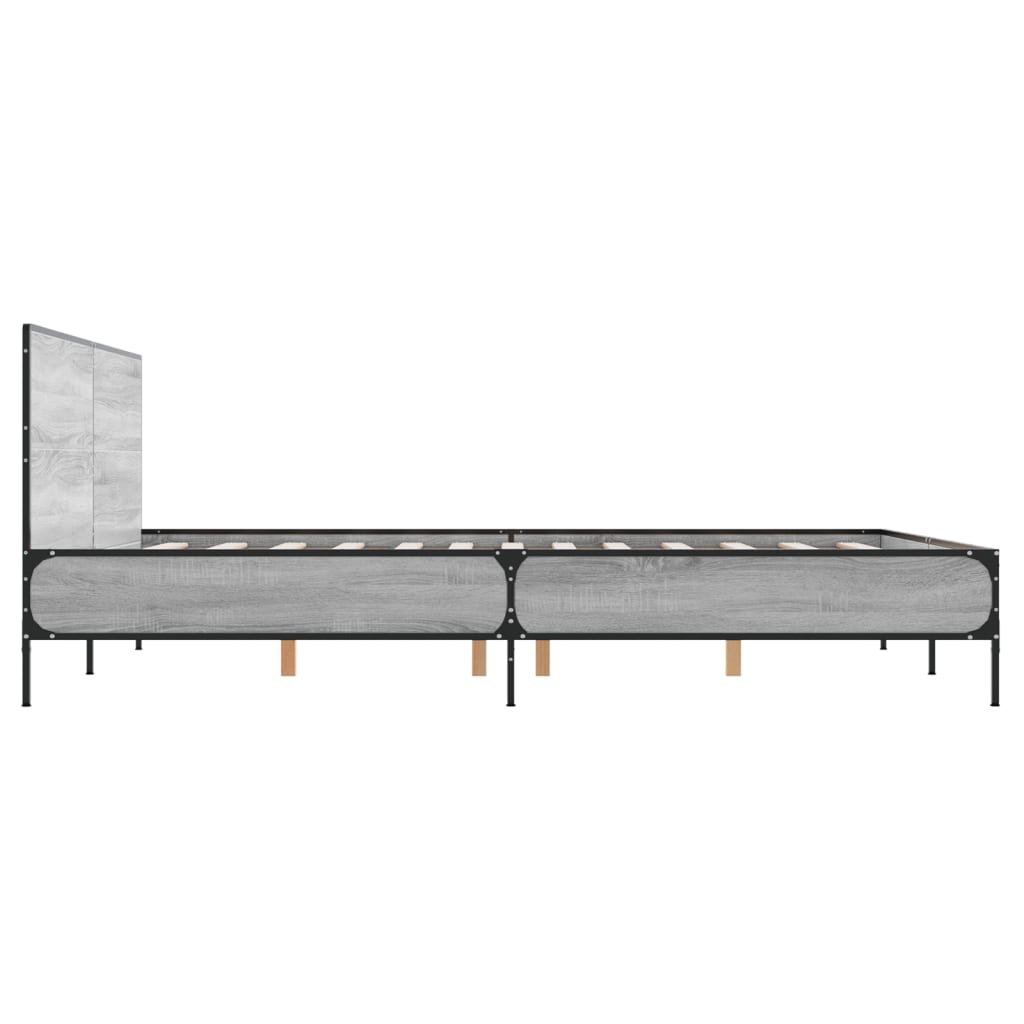 Bed Frame without Mattress Grey Sonoma 160x200 cm