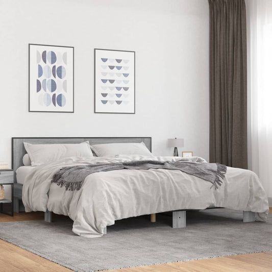 Bed Frame without Mattress Grey Sonoma 200x200 cm