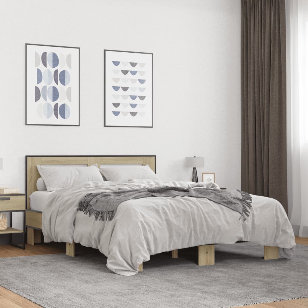 Bed Frame without Mattress Sonoma Oak 120x200 cm