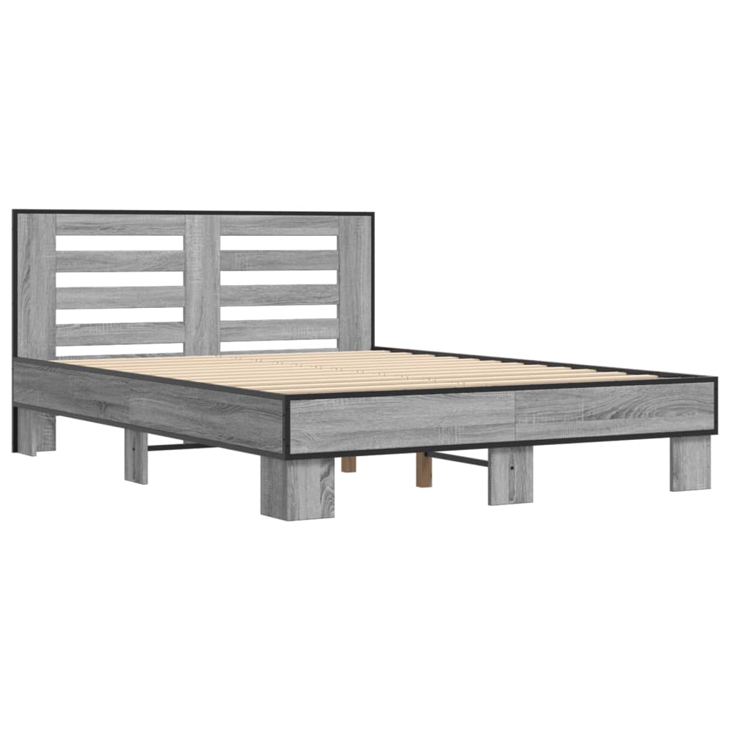 Bed Frame without Mattress Grey Sonoma 120x190 cm Small Double