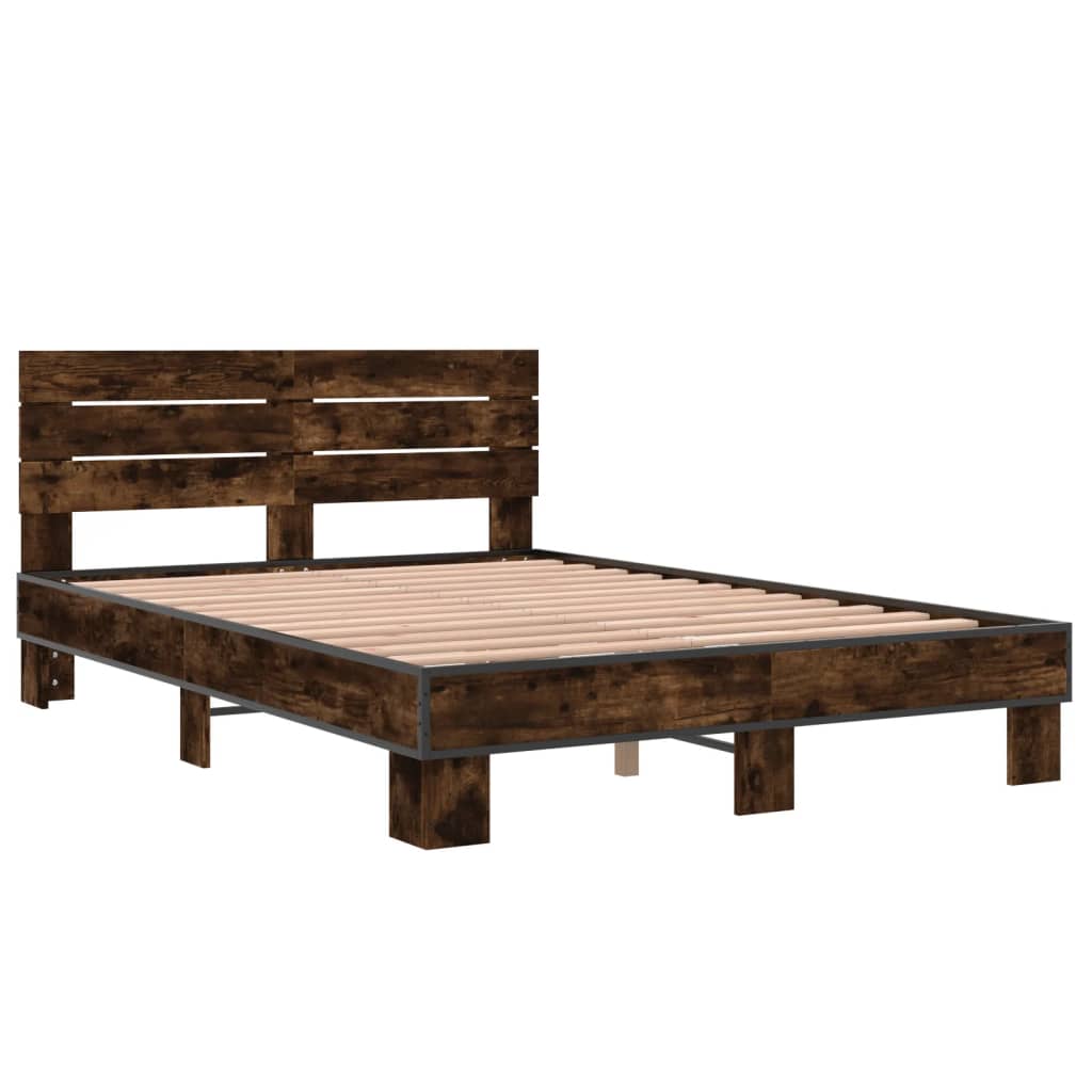 Bed Frame without Mattress Smoked Oak 135x190 cm Double