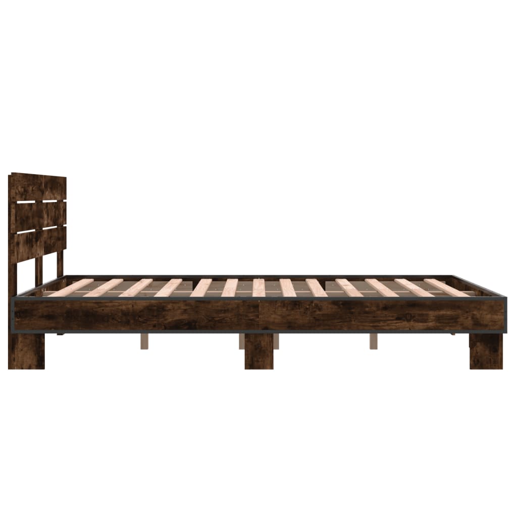 Bed Frame without Mattress Smoked Oak 135x190 cm Double