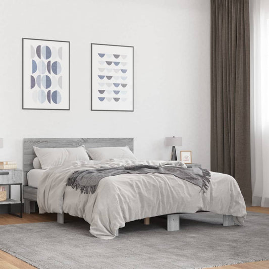 Bed Frame without Mattress Grey Sonoma 120x200 cm