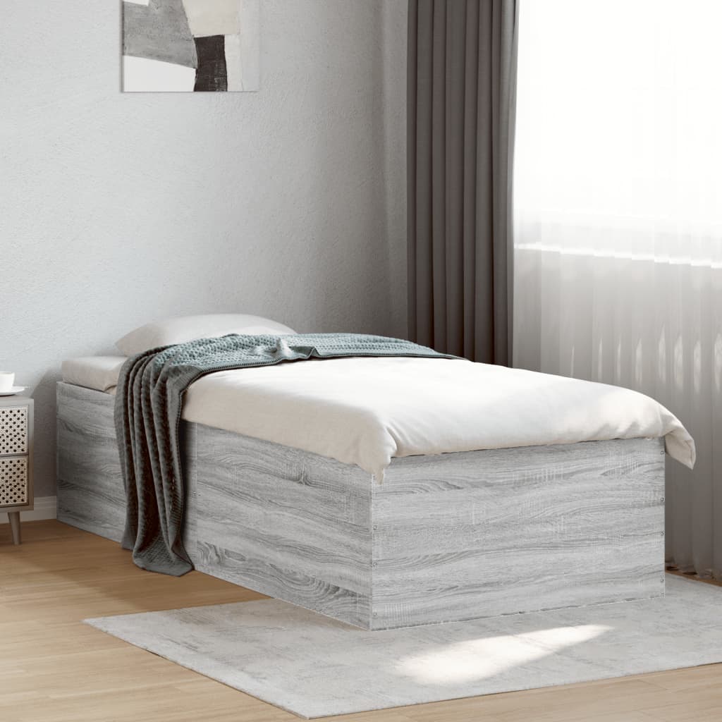 Bed Frame without Mattress Grey Sonoma 100x200 cm