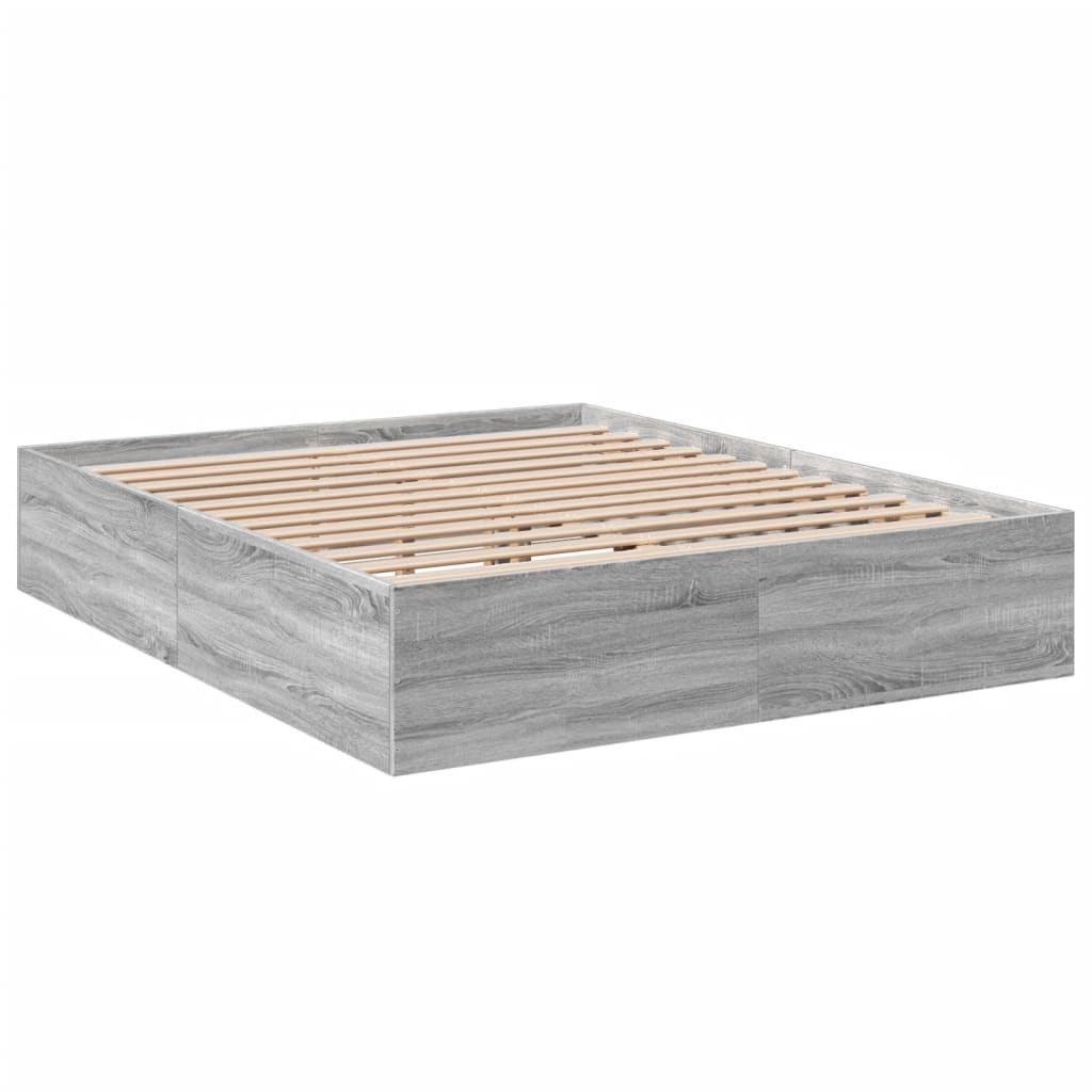 Bed Frame without Mattress Grey Sonoma 150x200 cm King Size