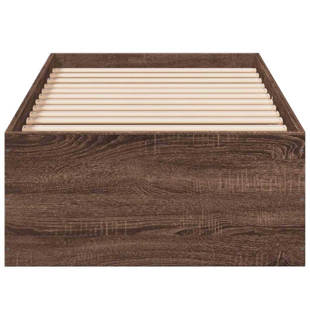 Bed Frame without Mattress Brown Oak 90x200 cm