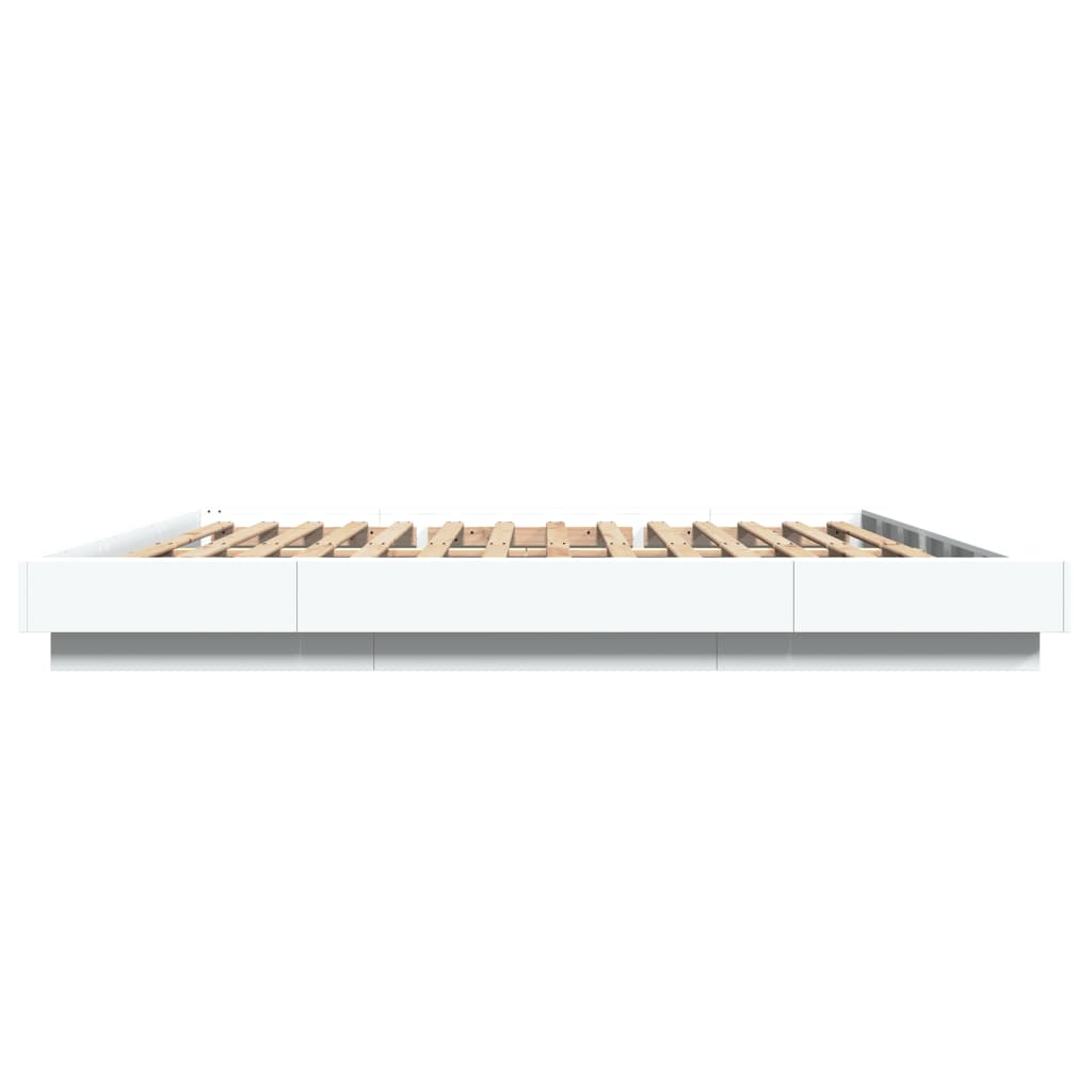 Bed Frame with LED Lights without Mattress White 180x200cm