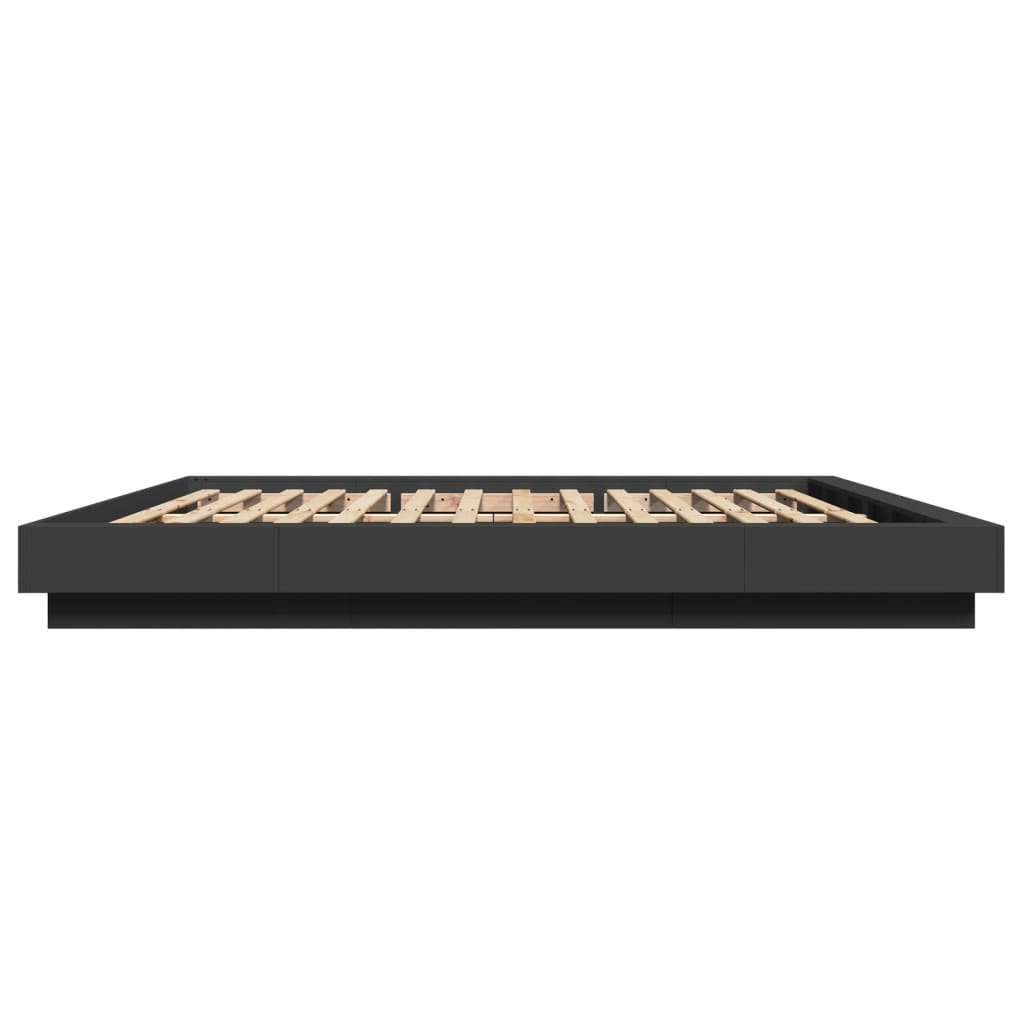 Bed Frame with LED Lights without Mattress Black 180x200cm