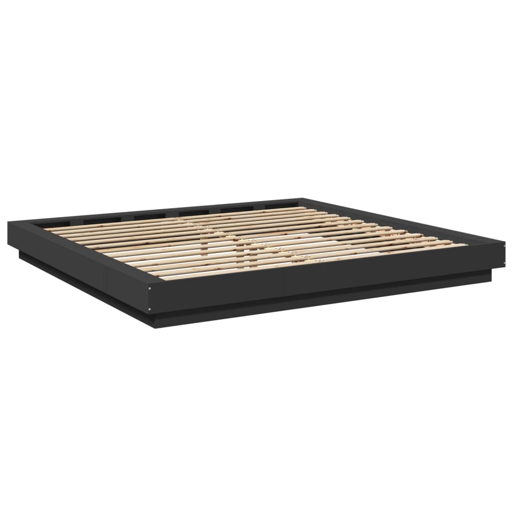 Bed Frame with LED Lights without Mattress Black 180x200cm