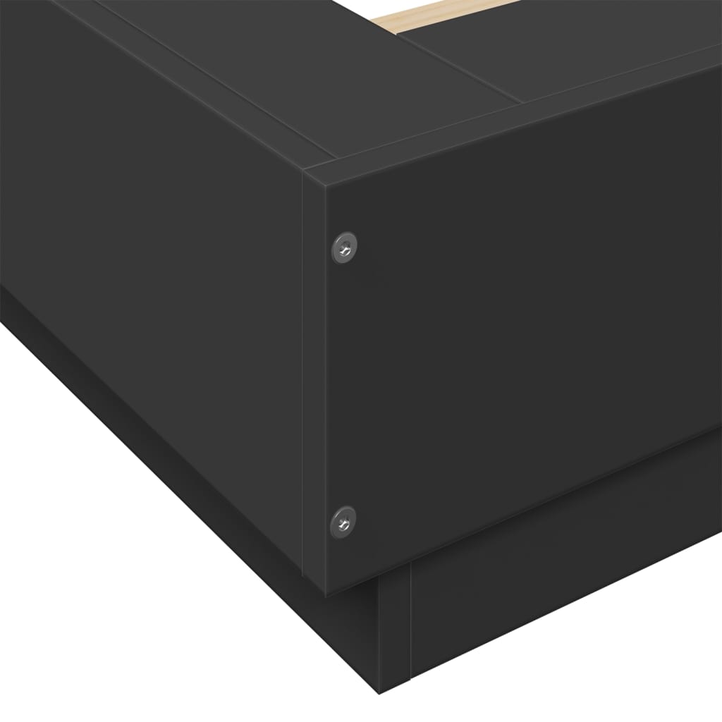 Bed Frame with LED Lights without Mattress Black 160x200cm