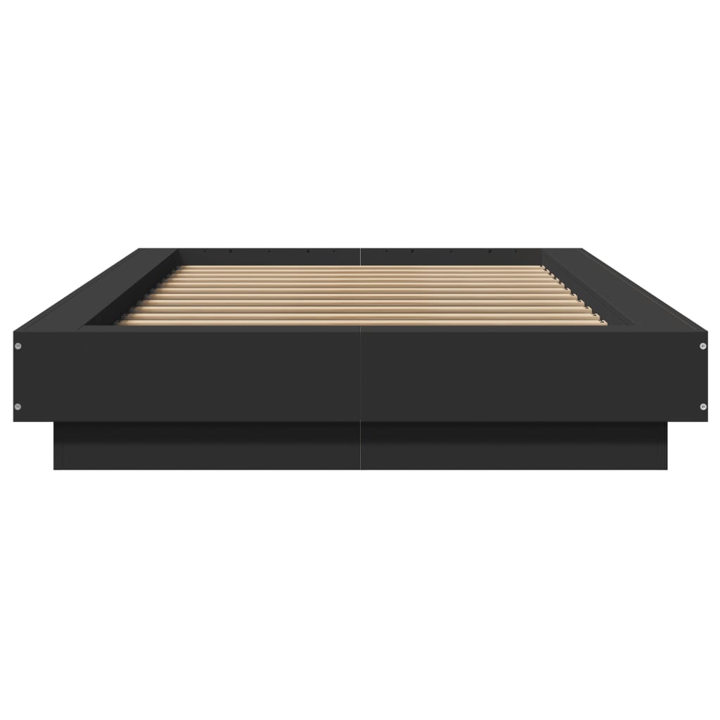 Bed Frame with LED Lights without Mattress Black 75x190cm