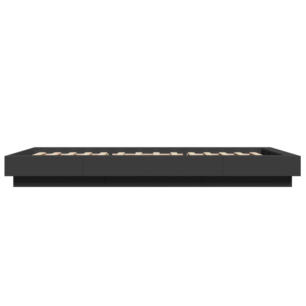 Bed Frame with LED Lights without Mattress Black 75x190cm