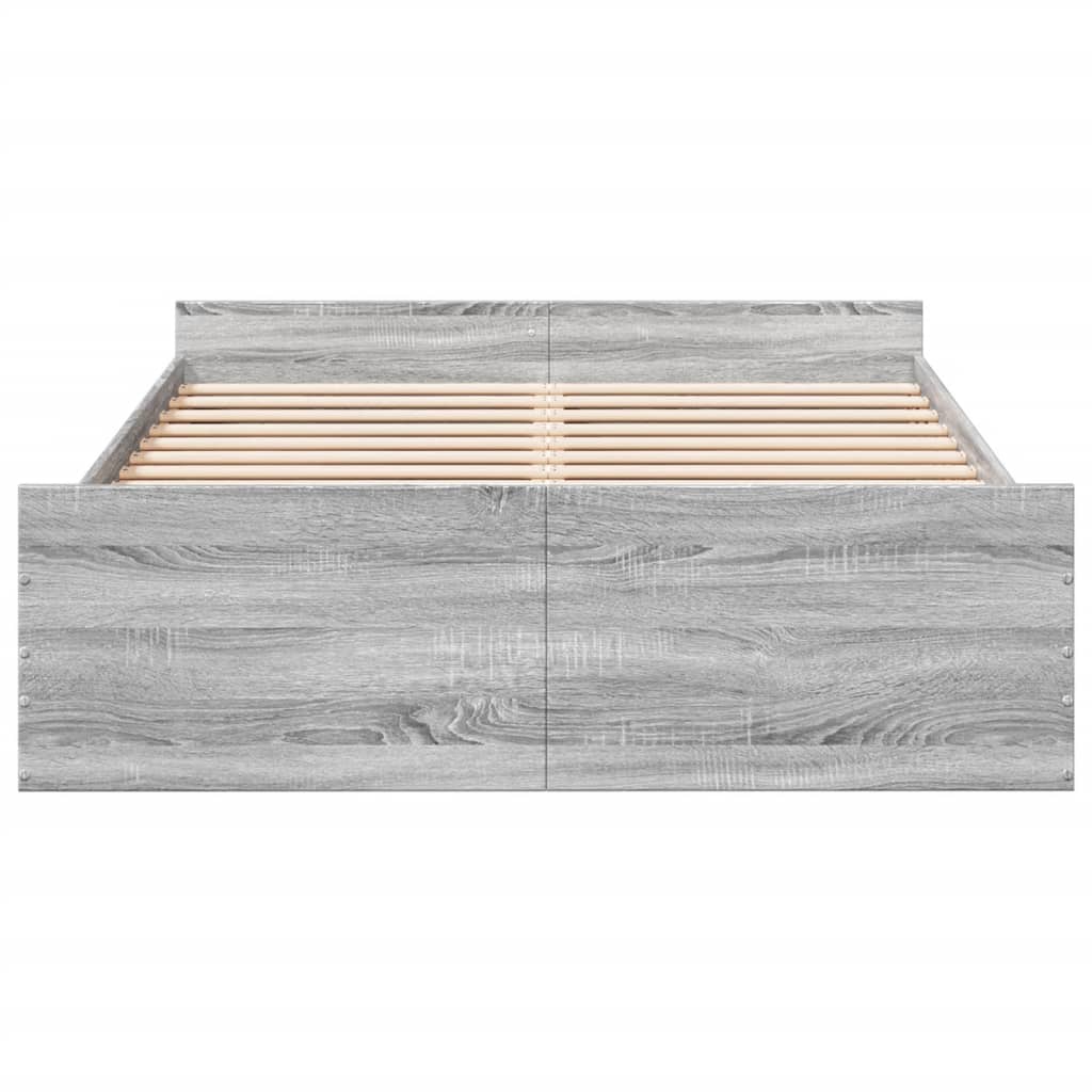 Bed Frame with Drawers without Mattress Grey Sonoma 120x200 cm