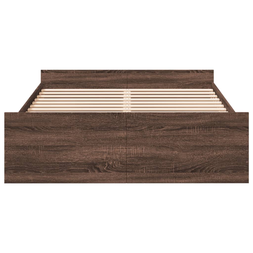 Bed Frame with Drawers without Mattress Brown Oak 140x190 cm