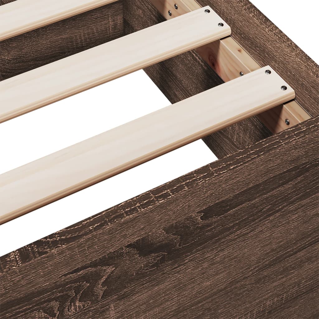 Bed Frame with Drawers without Mattress Brown Oak 140x190 cm