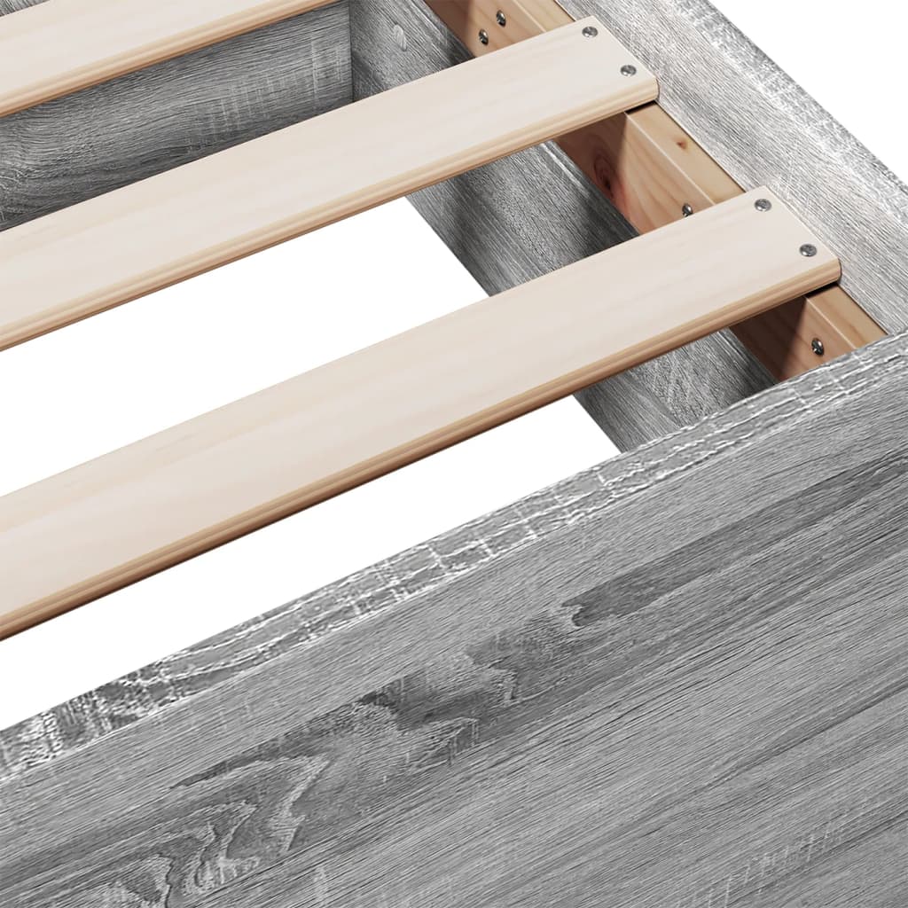 Bed Frame with Drawers without Mattress Grey Sonoma 100x200 cm