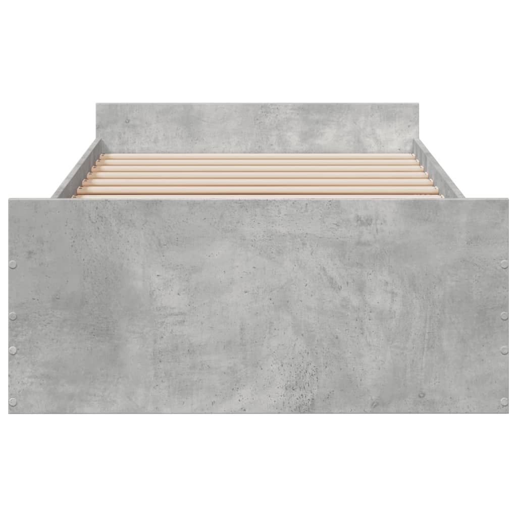 Bed Frame with Drawers without Mattress Concrete Grey 75x190 cm Small Single