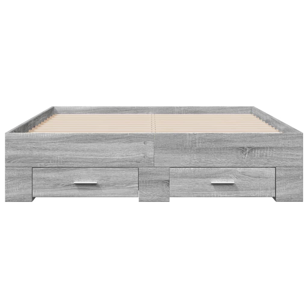 Bed Frame with Drawers without Mattress Grey Sonoma 135x190 cm Double