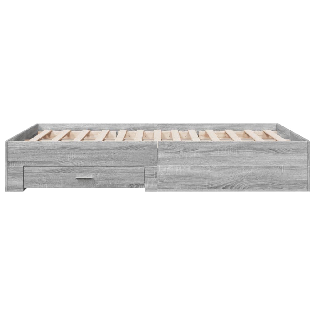Bed Frame with Drawers without Mattress Grey Sonoma 135x190 cm Double
