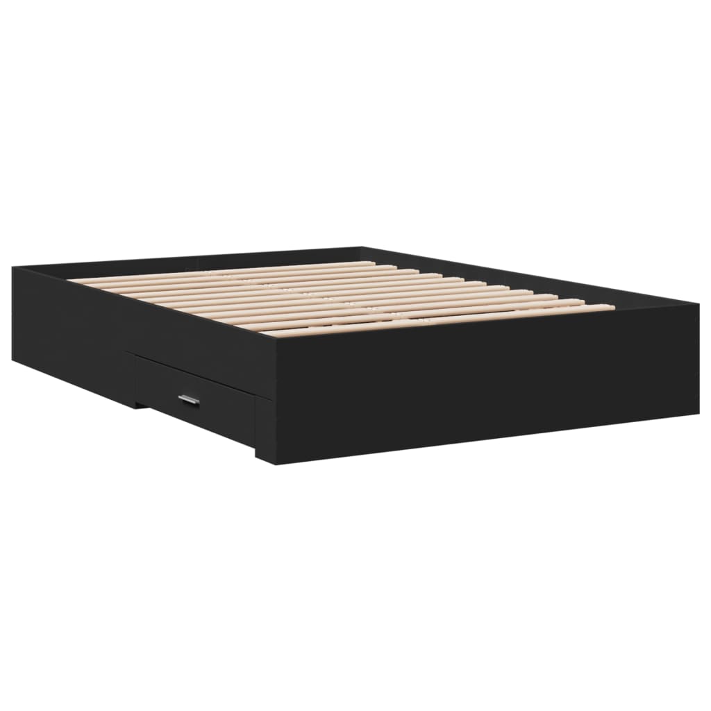 Bed Frame with Drawers without Mattress Black 120x190 cm Small Double