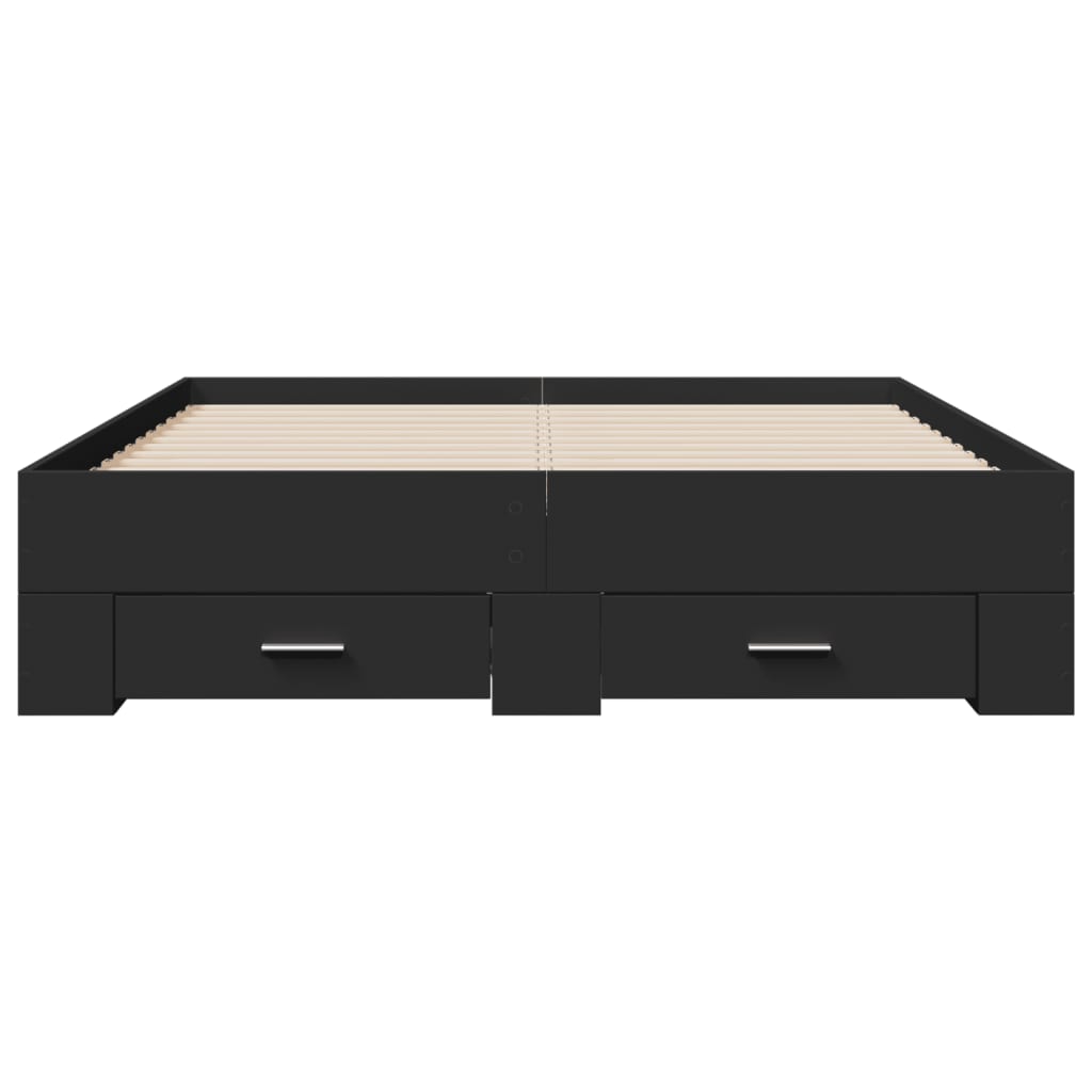 Bed Frame with Drawers without Mattress Black 120x190 cm Small Double