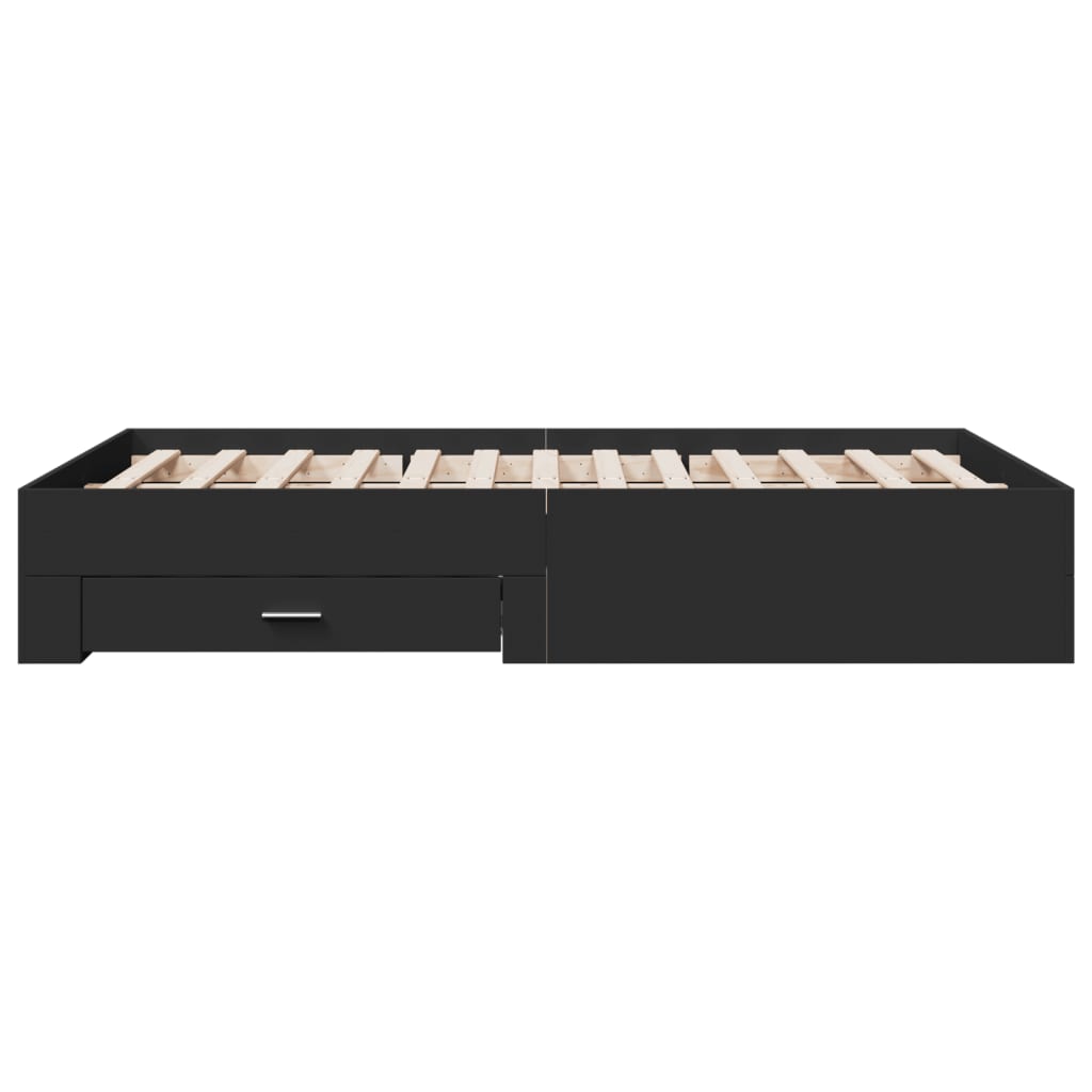 Bed Frame with Drawers without Mattress Black 120x190 cm Small Double