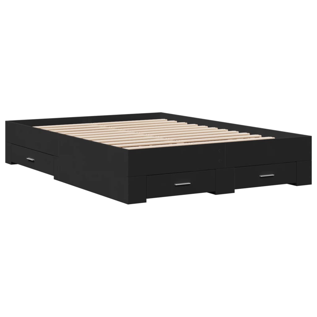 Bed Frame with Drawers without Mattress Black 120x190 cm Small Double