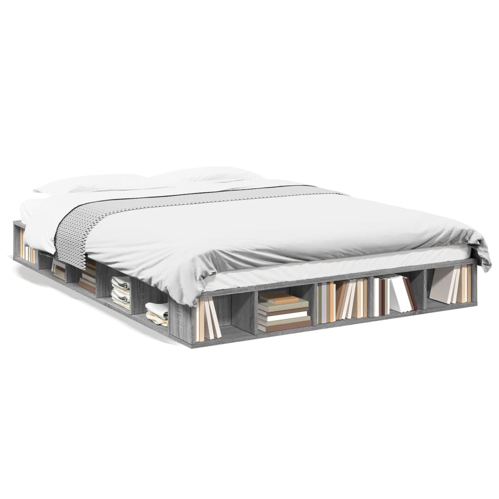 Bed Frame without Mattress Grey Sonoma 160x200 cm